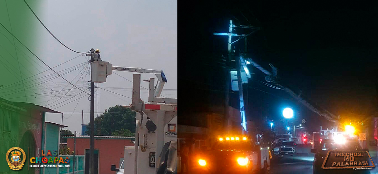 CFE realiza mejoras a la red eléctrica en Las Choapas
